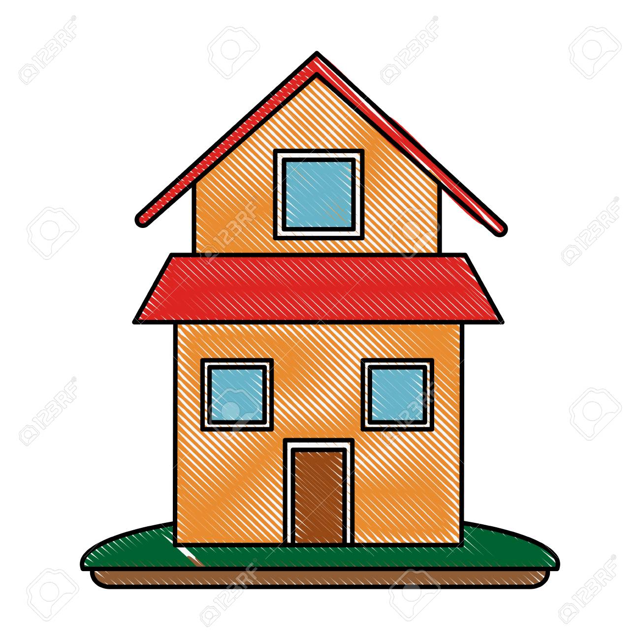 家や自宅の 2 階建てのアイコン画像ベクトル イラスト デザイン のイラスト素材 ベクタ Image