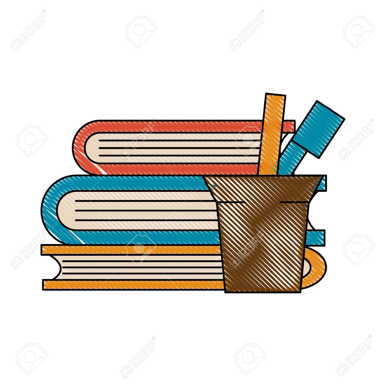 Bucher Und Stifte Symbol Vektor Illustration Grafik Design Lizenzfrei Nutzbare Vektorgrafiken Clip Arts Illustrationen Image