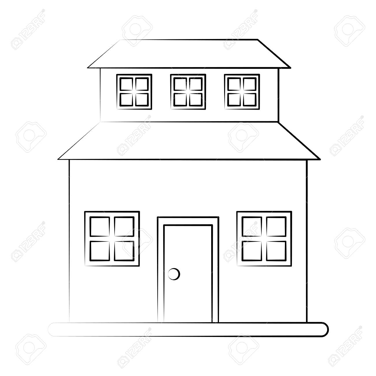 Family Home Or Two Story House Icon Image Vector Illustration