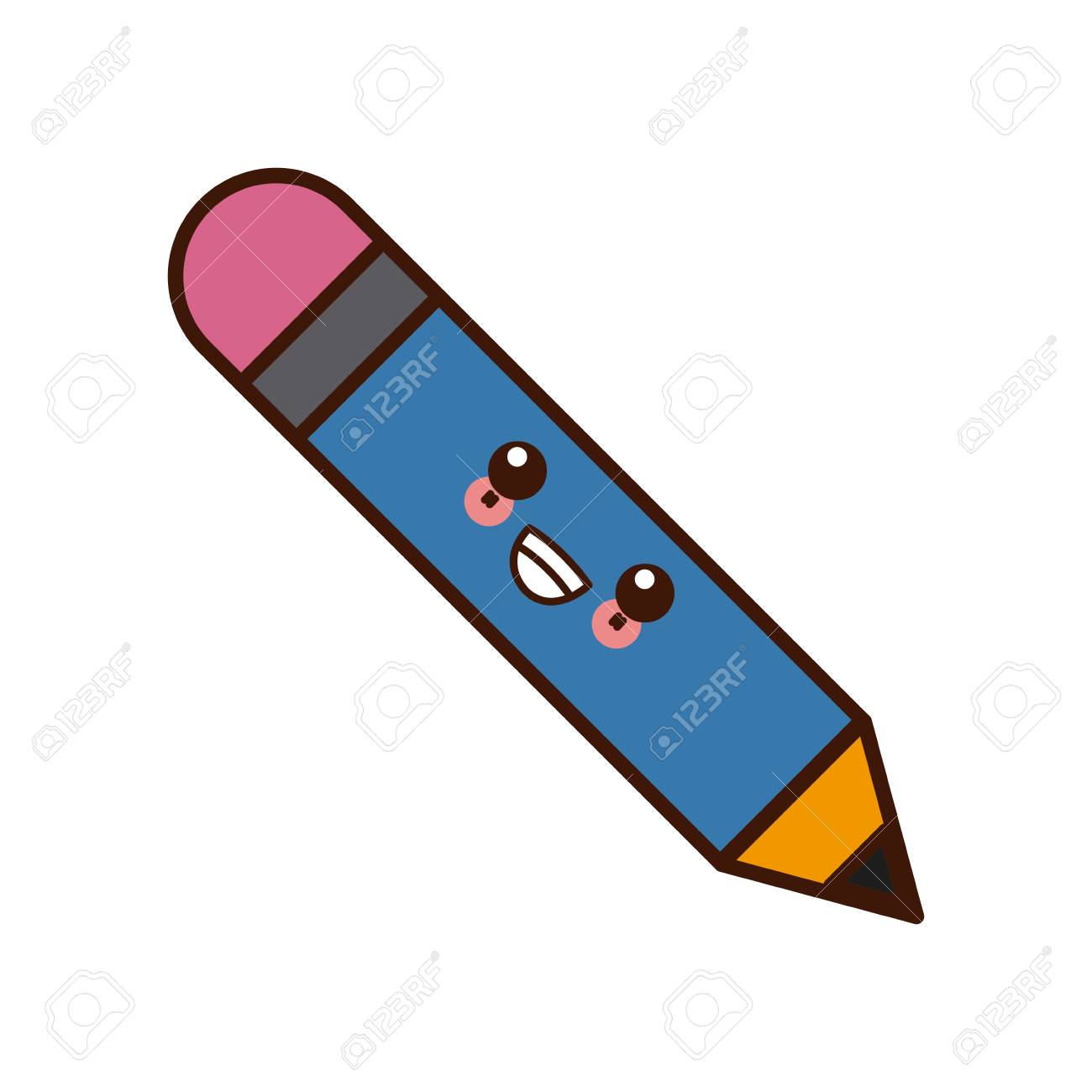 Wooden Pencil Isolated Cute Kawaii Cartoon