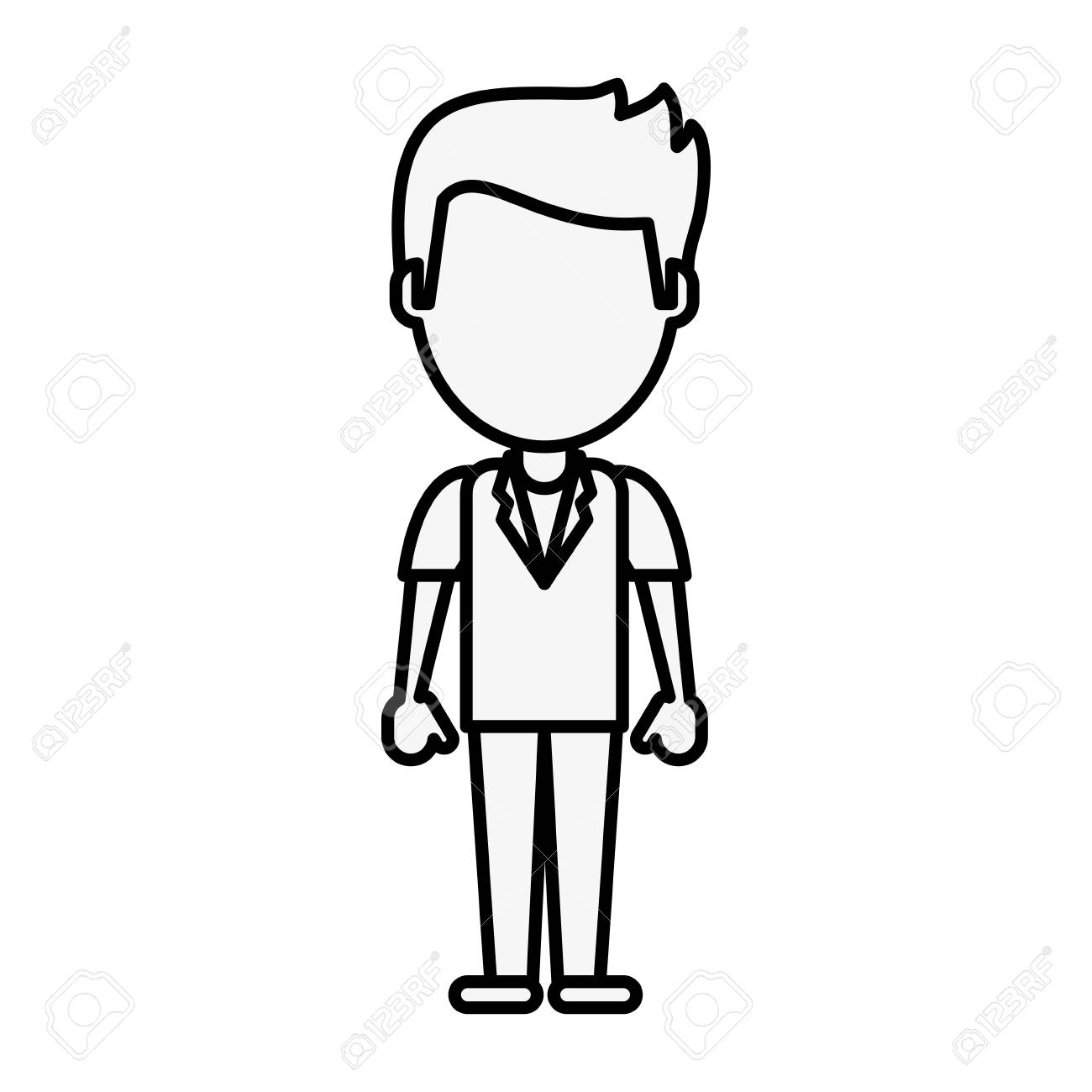 男顔無しアバターアイコンベクトルイラストグラフィックデザインのイラスト素材 ベクタ Image