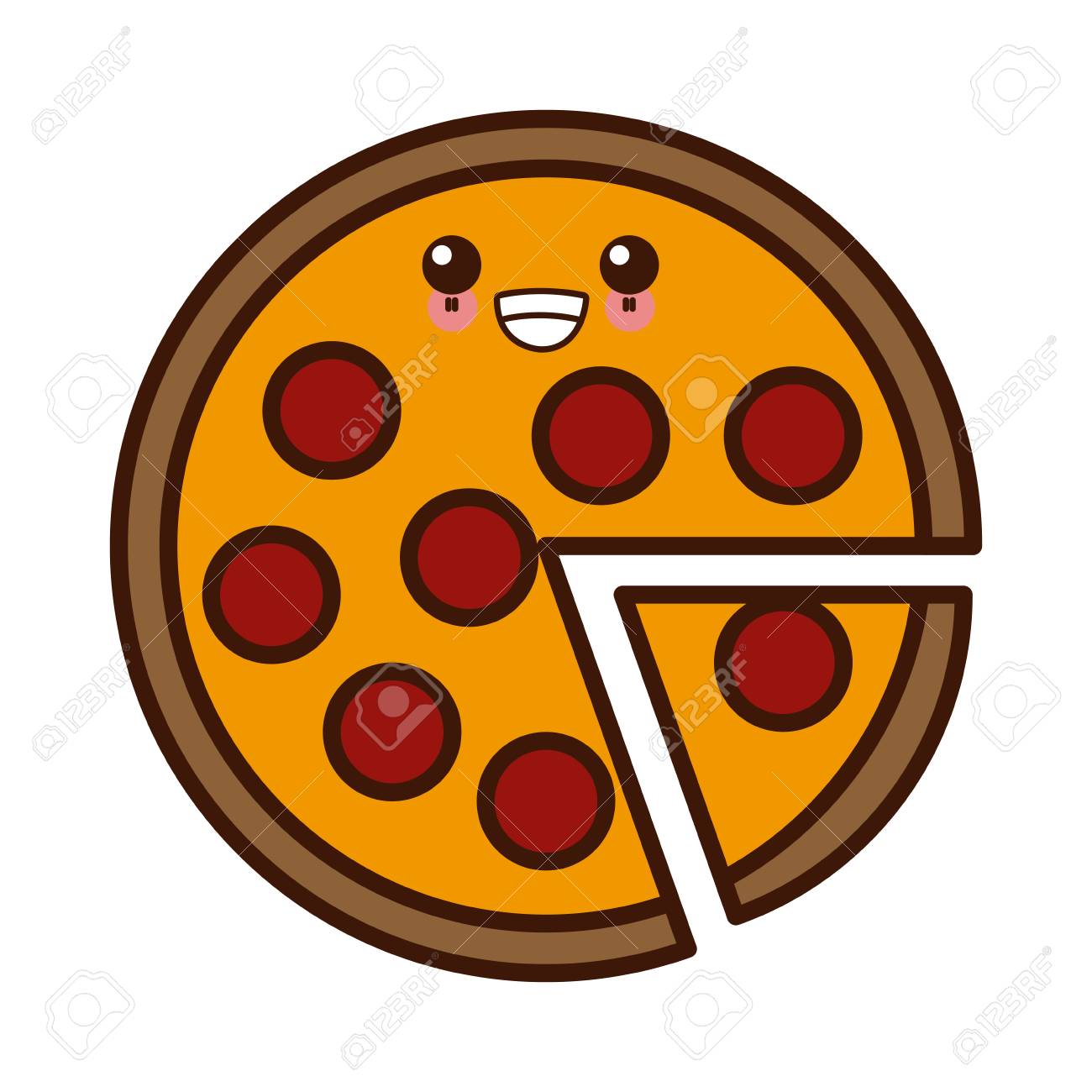 大きなピザ シンボルかわいいかわいい漫画ベクトル イラスト デザイン のイラスト素材 ベクタ Image 9795