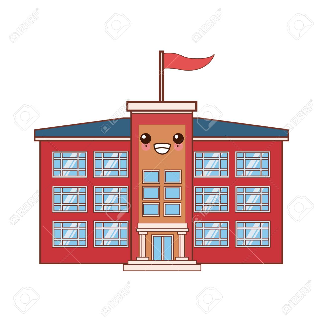 校舎シンボル かわいい漫画ベクトルイラストのイラスト素材 ベクタ Image
