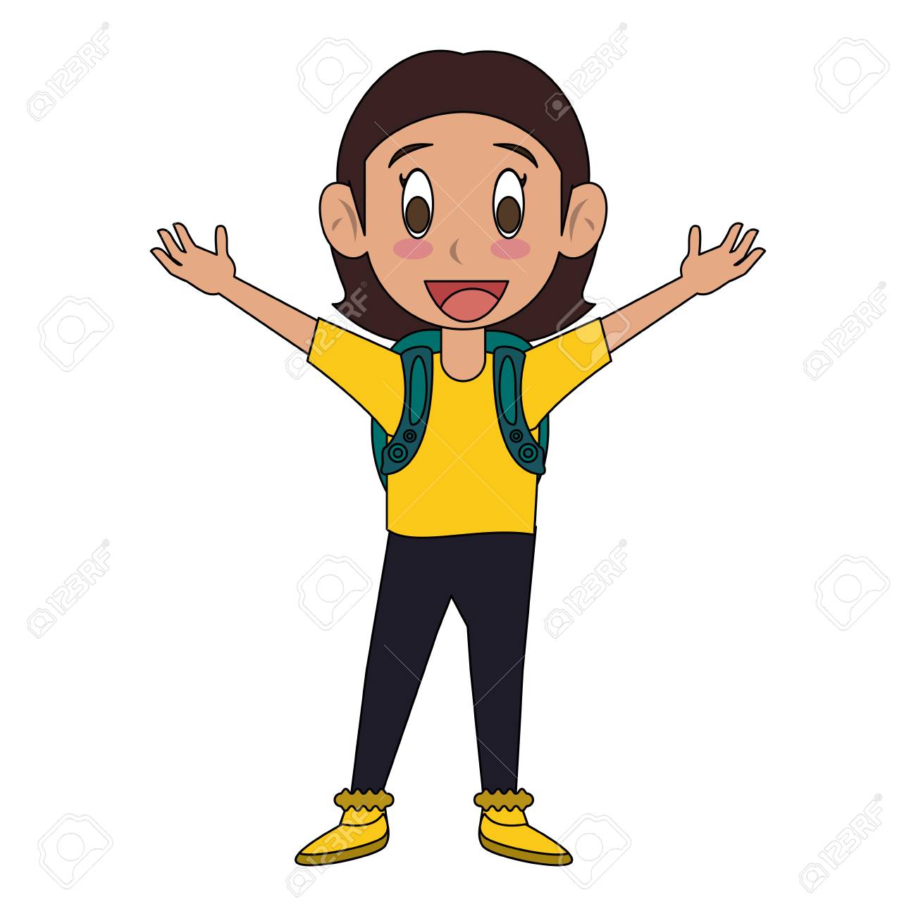 かわいい男子学生漫画アイコンベクトルイラストグラフィックデザインのイラスト素材 ベクタ Image