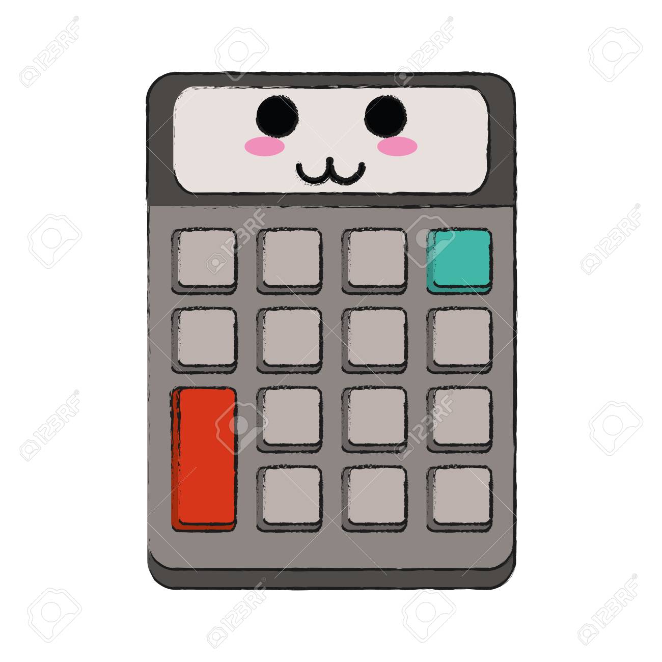 calculator math device cute cartoon vector illustration icon royalty