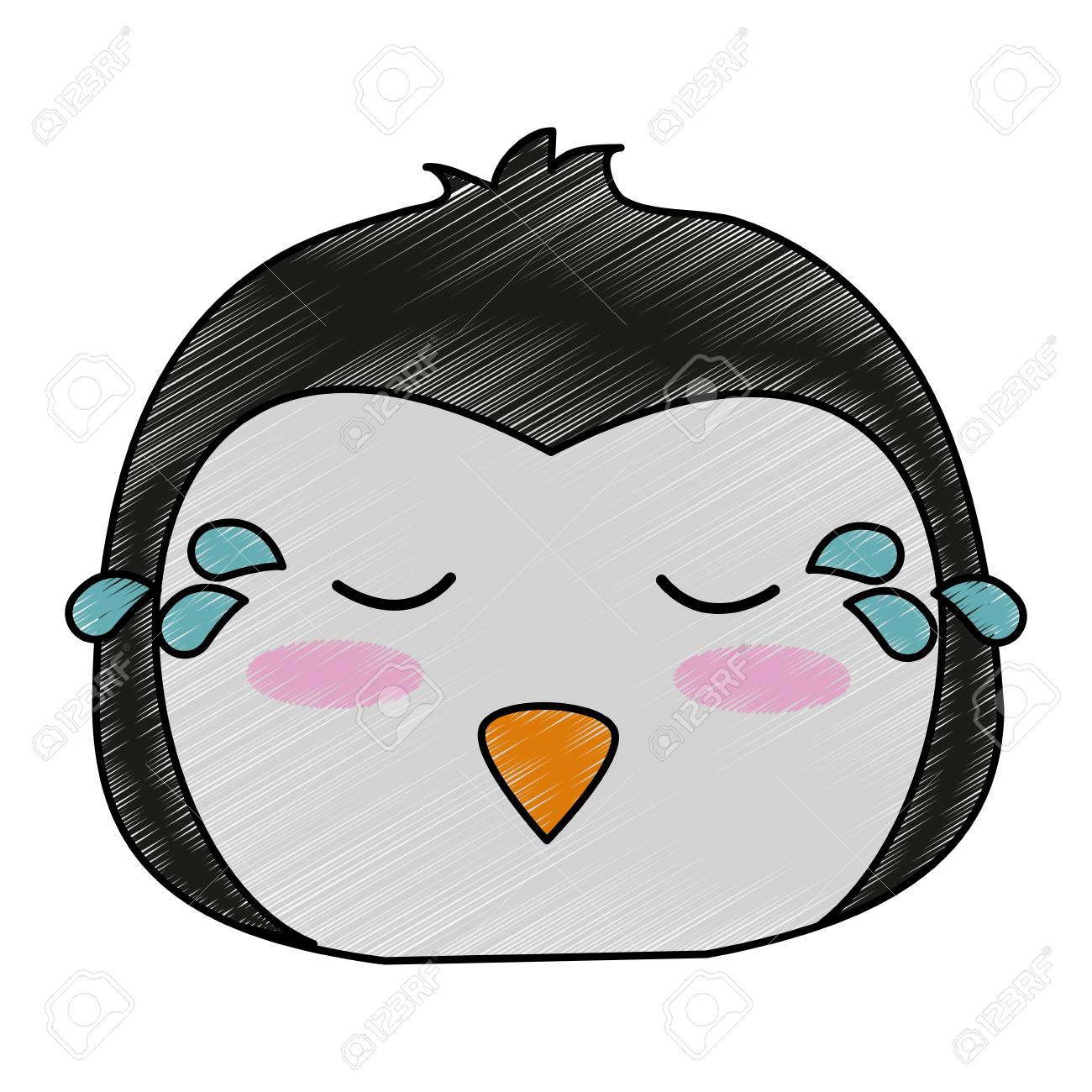 ペンギンかわいい動物漫画アイコン画像ベクトル イラスト デザインを泣いています のイラスト素材 ベクタ Image