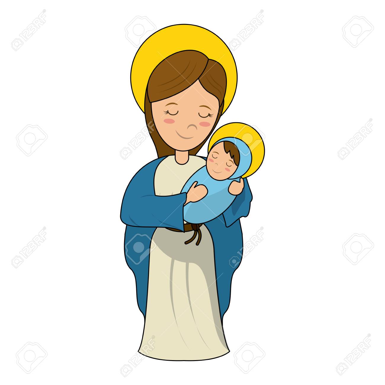 Virgin Mary Holding Baby Jesus Cartoon Icon Vector Illustration Graphic  Design Royalty Free SVG, Cliparts, Vectors, and Stock Illustration. Image  91397233., image size:1300x1300