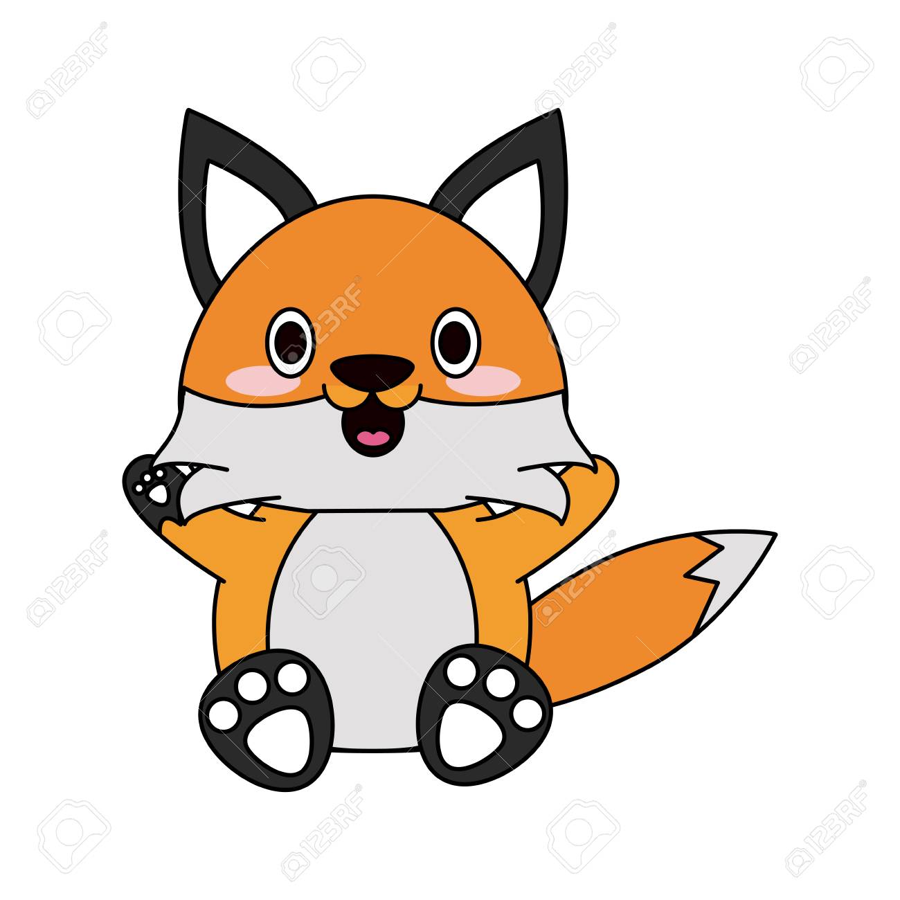 かわいいキツネ漫画アイコンベクトルイラストグラフィックデザインのイラスト素材 ベクタ Image