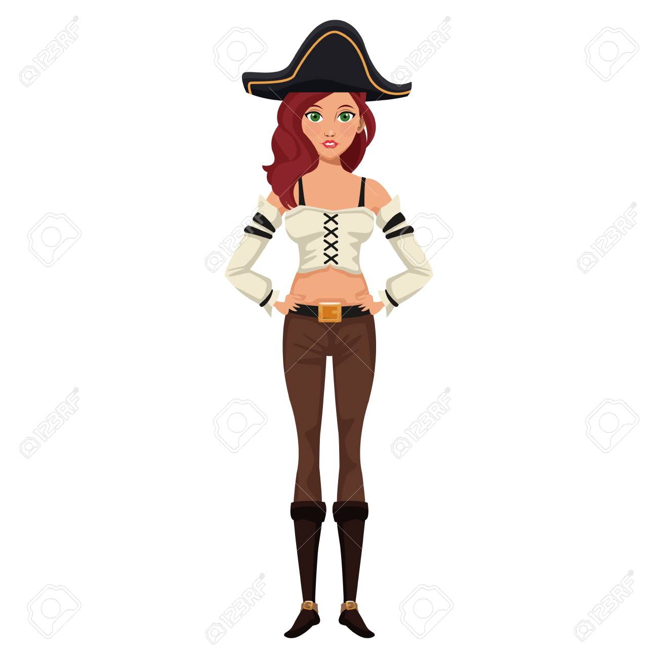 Beautiful Woman Pirate Cartoon Icon Vector Illustration Graphic Royalty Free Cliparts Vectors And Stock Illustration Image