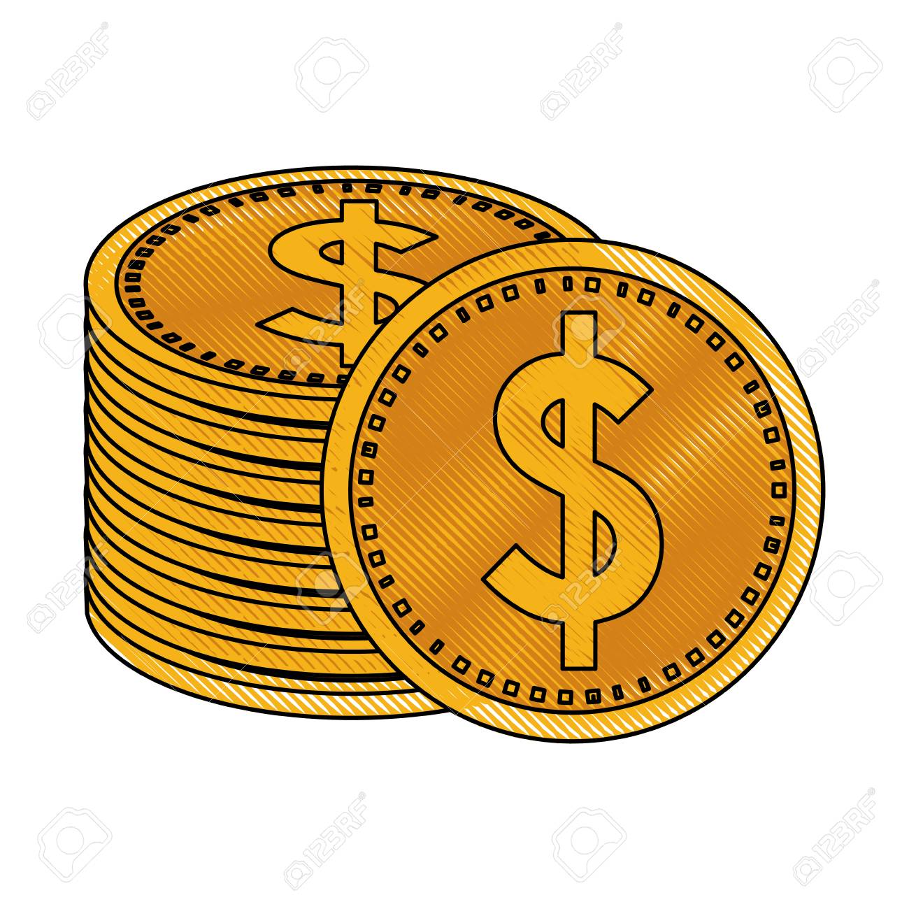 コインは お金の孤立したアイコンを積み重ねた ベクトルイラストグラフィックデザイン のイラスト素材 ベクタ Image