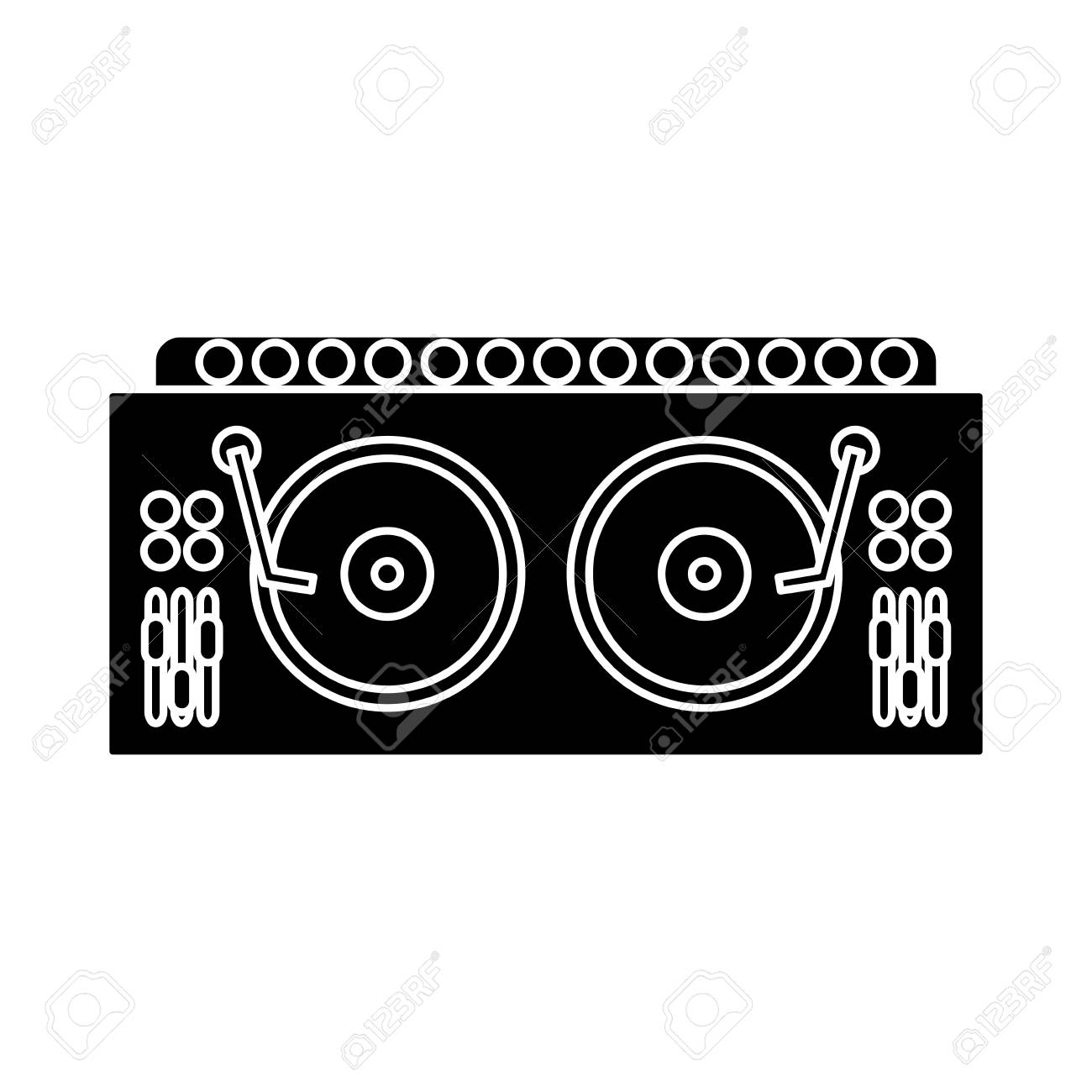DJ turntable symbol icon. Vector illustration graphic design. DJ turntable symbol icon. Vector illustration graphic design.