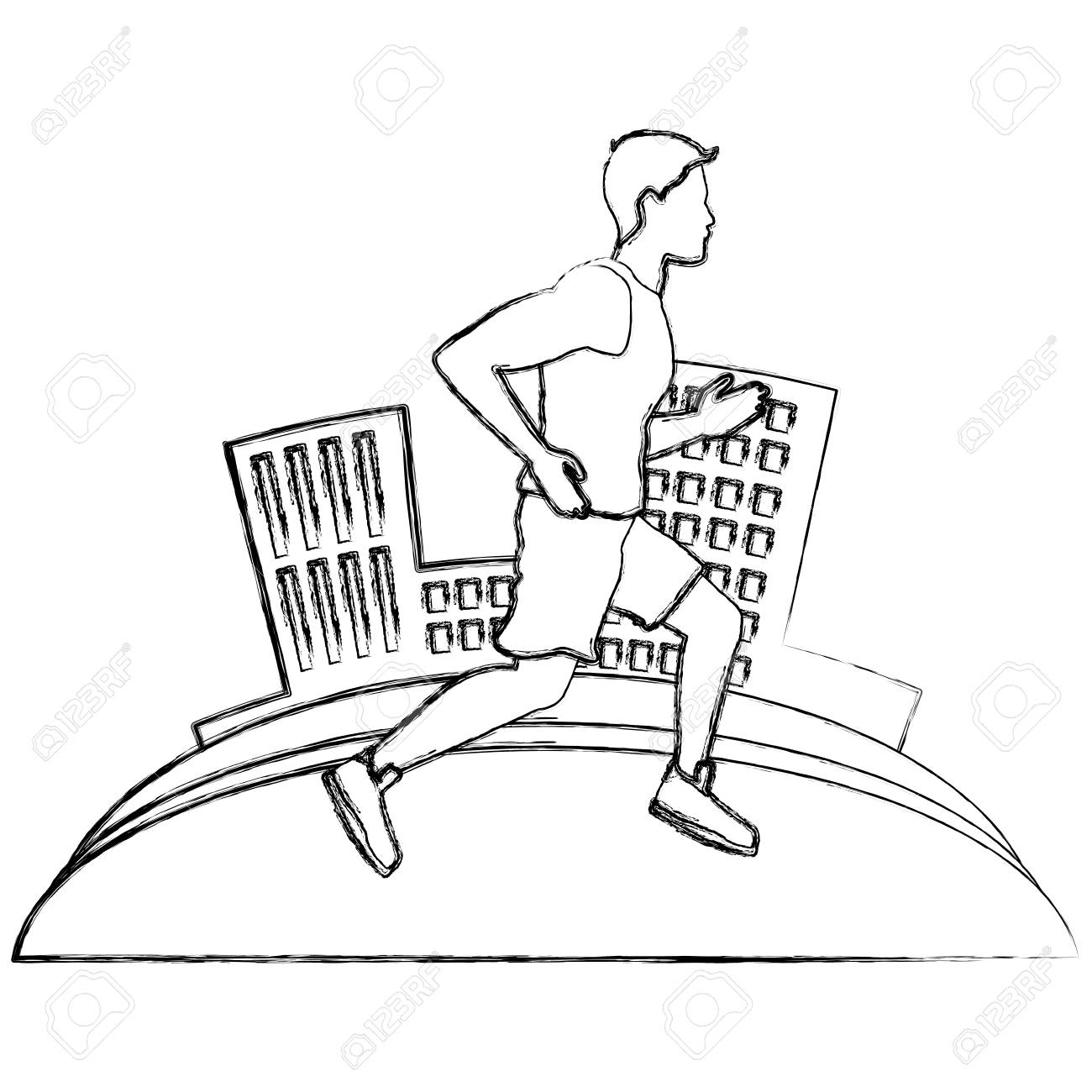 都市アイコンベクトルイラストグラフィックデザインアイコンベクトルで走る男グラフィックグラフィックデザインのイラスト素材 ベクタ Image