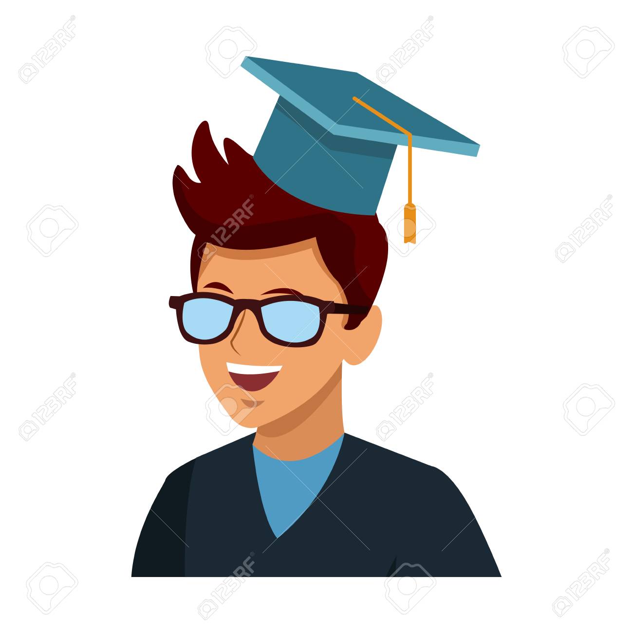 student man with graduation hat icon vector illustration graphic
