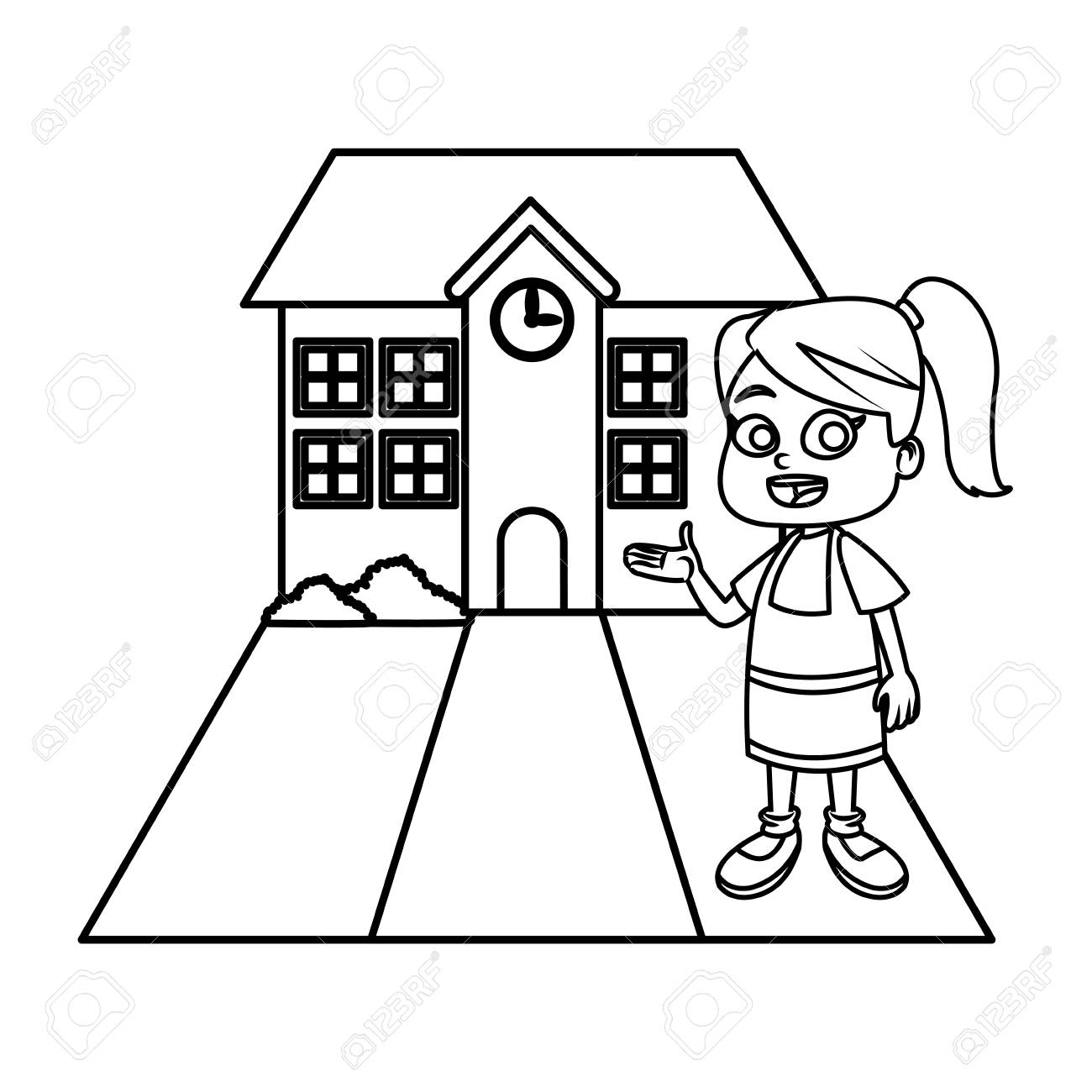 Petite Fille A L 39 Ecole De Dessin Anime Icone Illustration Vectorielle Conception Graphique Icone Vecteur Icone Graphique De Vecteur Eps De La Conception Clip Art Libres De Droits
