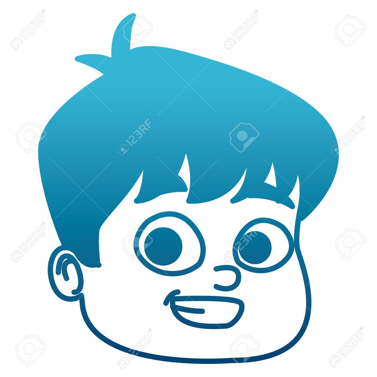 かわいい男の子の顔漫画アイコンアイコンベクトルイラストグラフィックデザインのイラスト素材 ベクタ Image