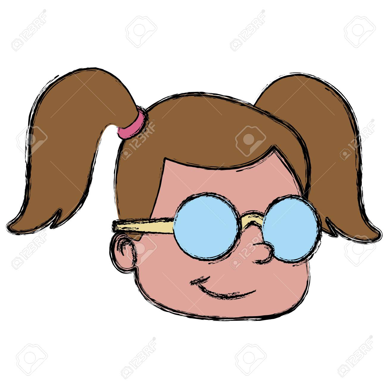 メガネ漫画アイコンベクトルイラストグラフィックデザインの女子高生のイラスト素材 ベクタ Image