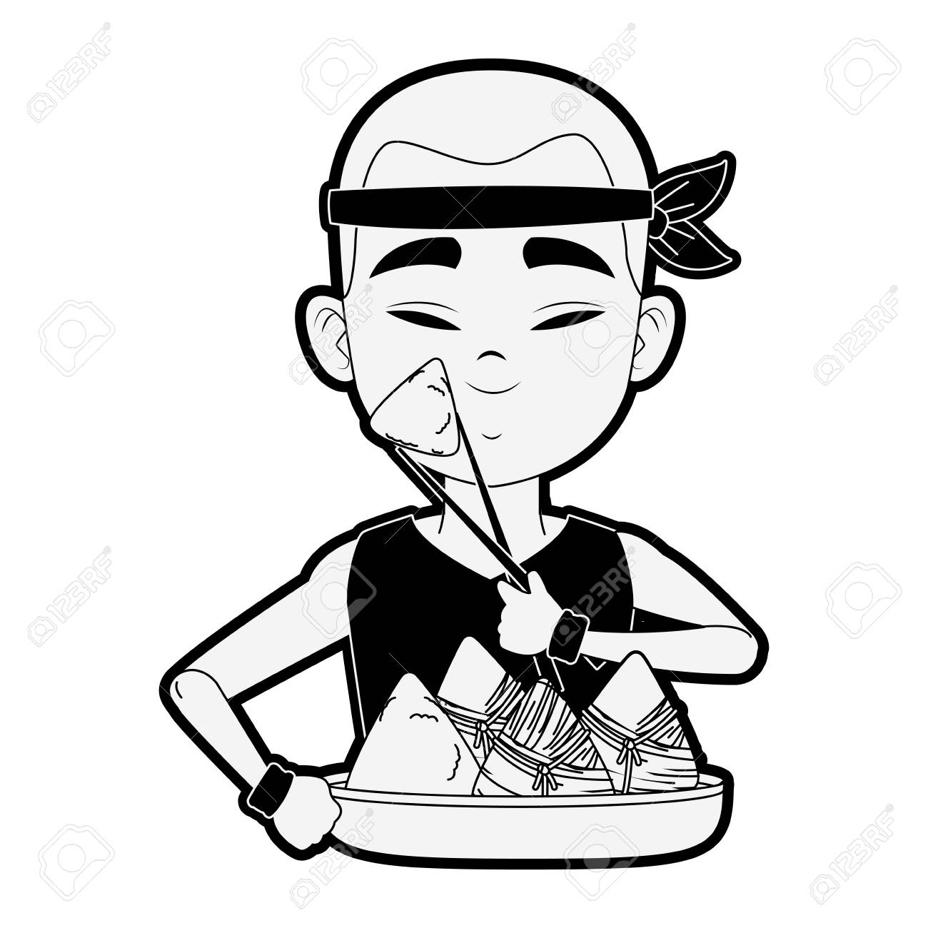 米アイコンベクターイラストグラフィックデザインを食べる中国人男性 のイラスト素材 ベクタ Image