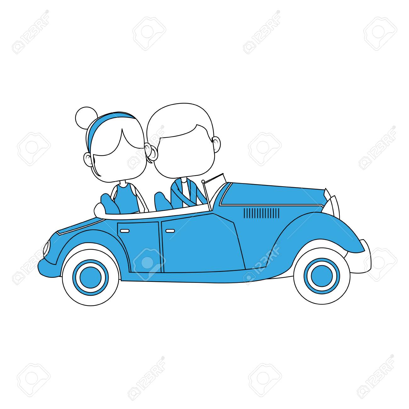 ヴィンテージカーベクターイラストグラフィックデザインを運転する女の子とかわいい男の子のイラスト素材 ベクタ Image ヴィンテージカーベクターイラストグラフィックデザインを運転する女の子とかわいい男の子のイラスト素材 ベクタ Image