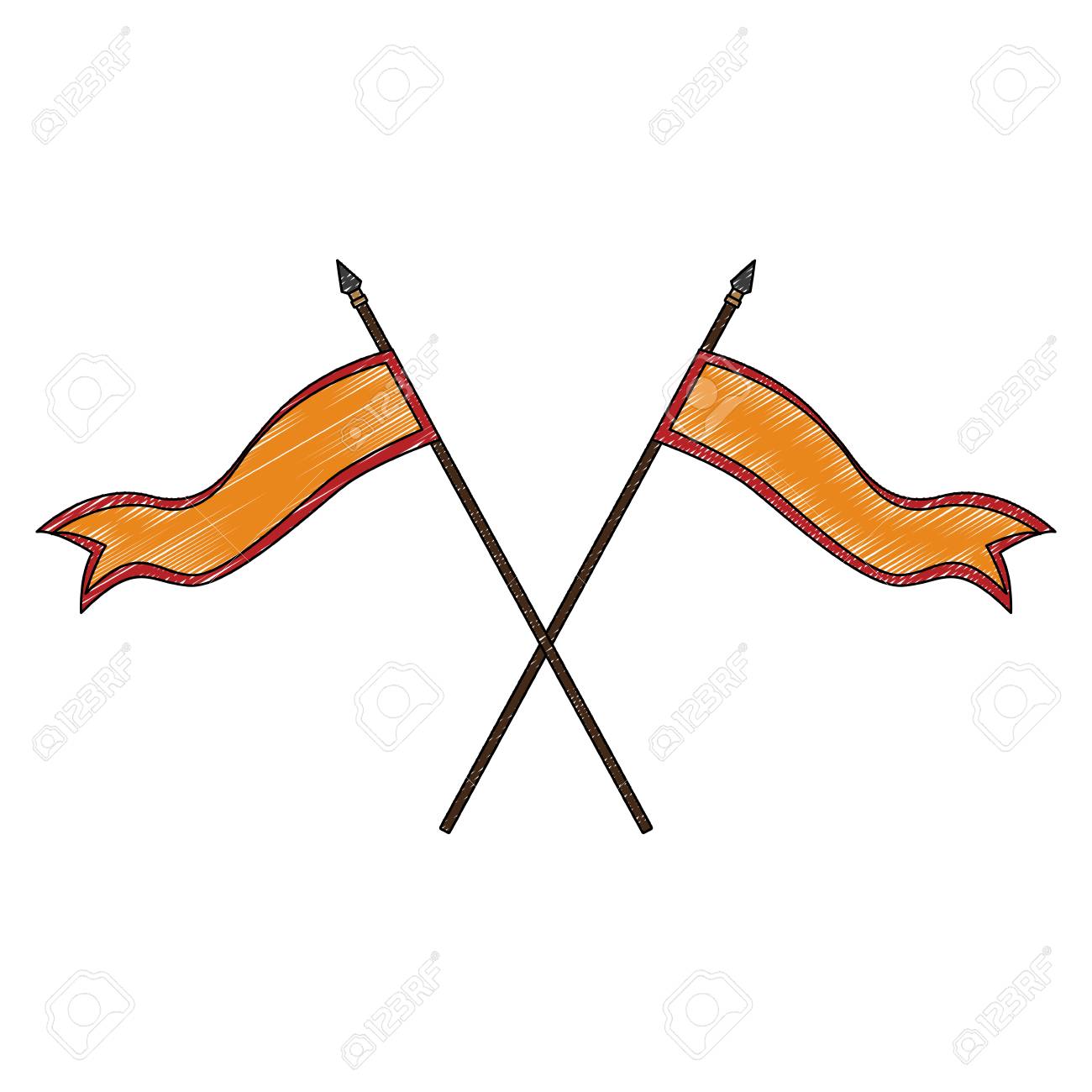 中世の旗はベクトルイラストグラフィックデザインを越えたのイラスト素材 ベクタ Image