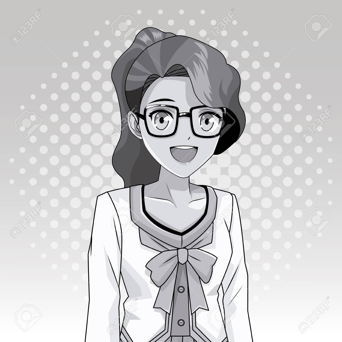Young Anime Woman With School Dress Student Woman In Black And White Vector Illustration Graphic Design Royalty Free Cliparts Vectors And Stock Illustration Image