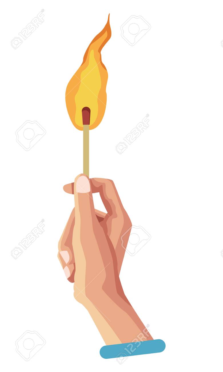 Hand Holding Matchstick On Fire Vector Illustration Graphic Design Royalty Free Cliparts Vectors And Stock Illustration Image 109672069