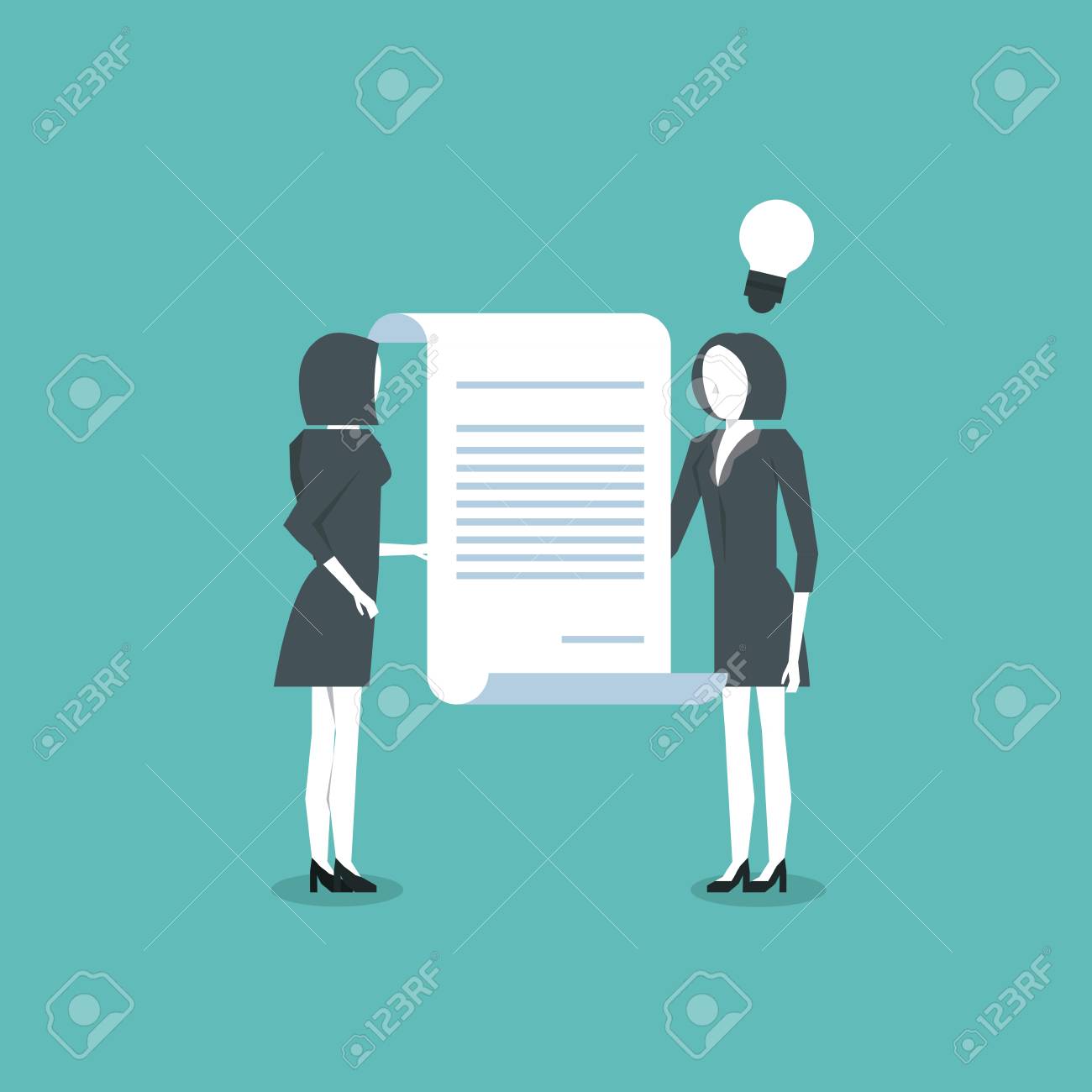business partners holding contract vector illustration graphic contract for business partners