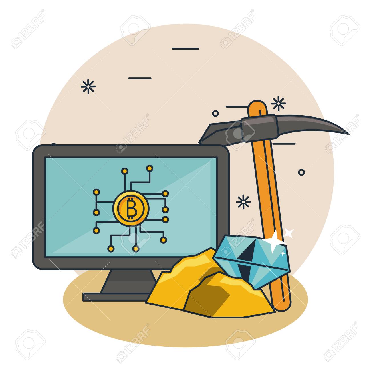 Bitcoin Mining Technology Symbols And Elements Cartoons Vector Illustration  Graphic Design Royalty Free SVG, Cliparts, Vectors, and Stock Illustration.  Image 109718748.