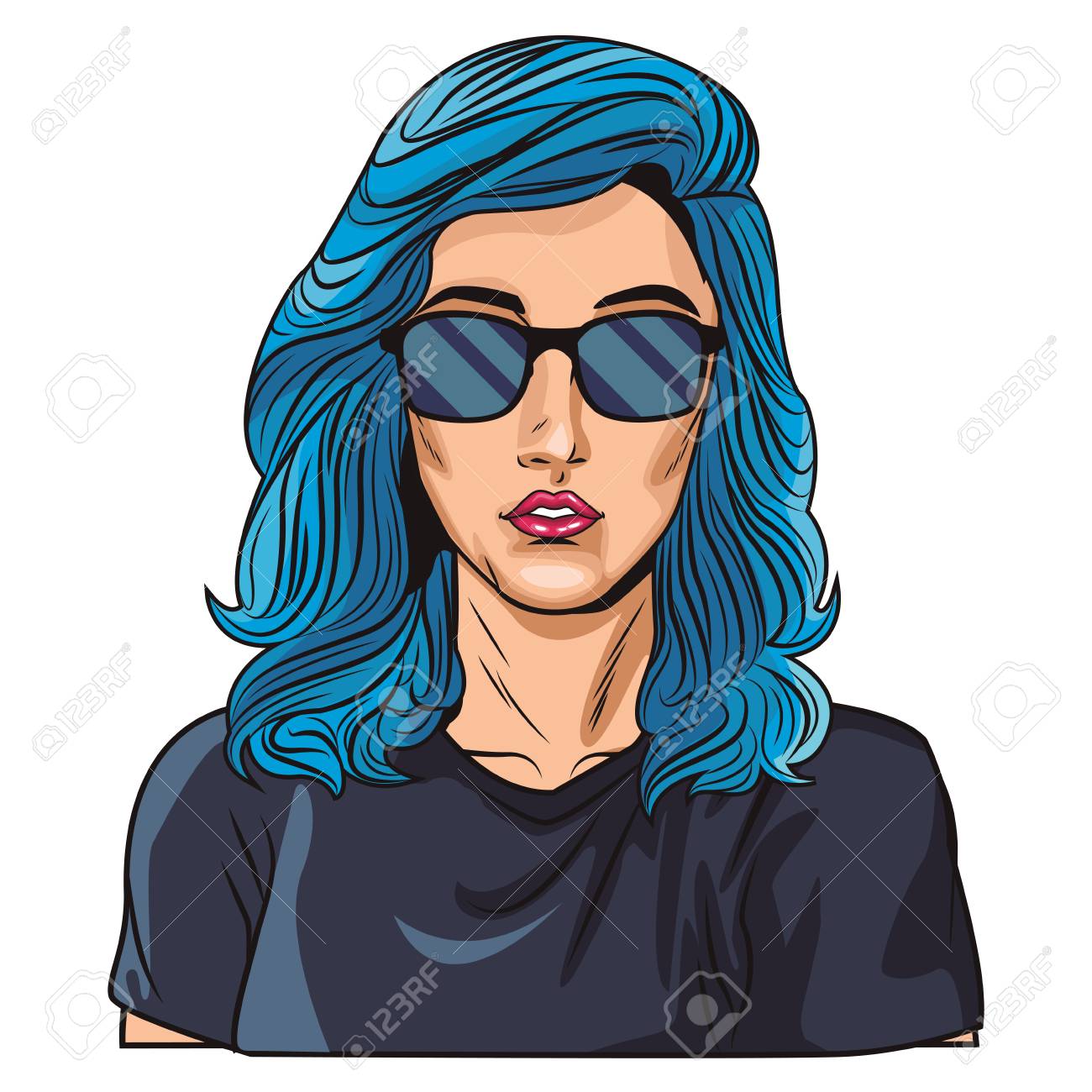 blue wig vector