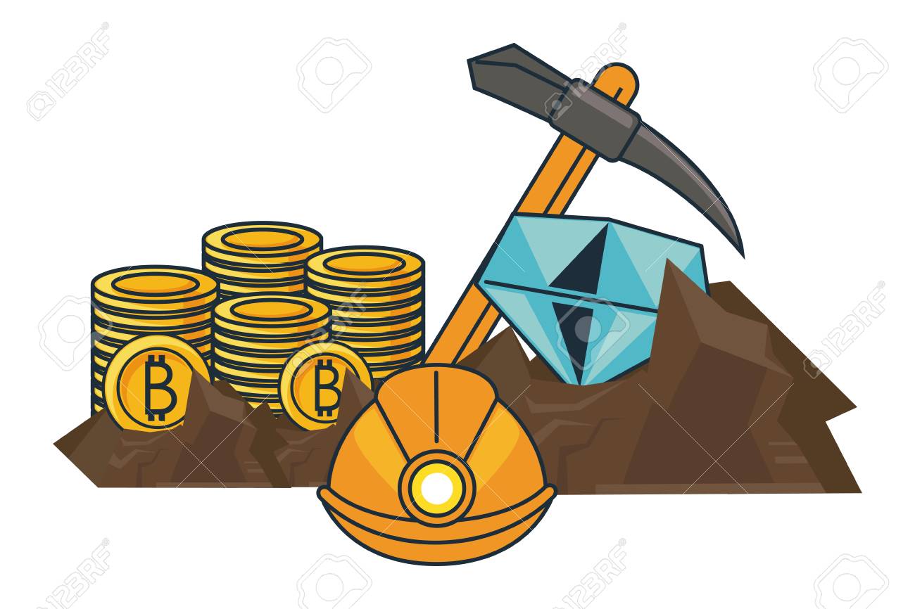 Mina De Minería E Inversión De Bitcoin Con Diamantes Y Diseño Gráfico De  Ilustración Vectorial De Picking Ilustraciones svg, vectoriales, clip art  vectorizado libre de derechos. Image 112102882
