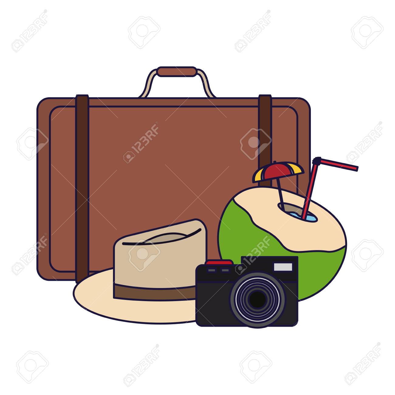 hat suitcase travel