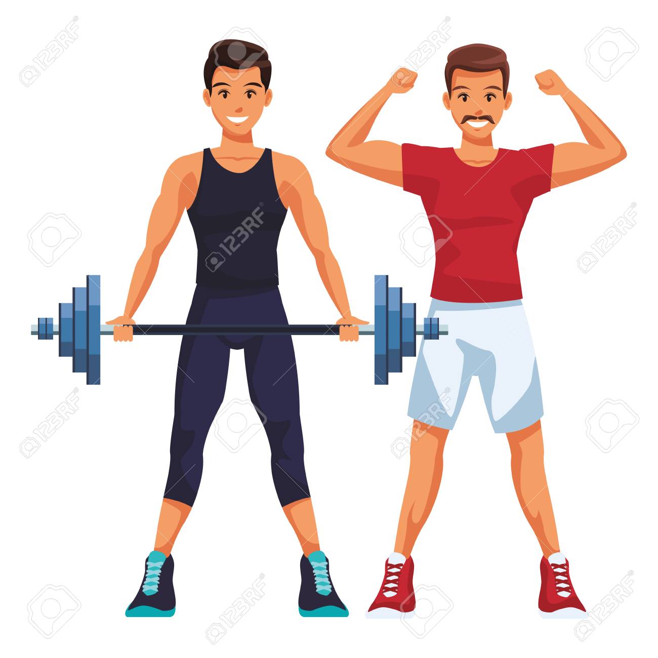 Fit Men Doing Exercise Cartoon Vector Illustration Graphic Design Royalty  Free SVG, Cliparts, Vectors, and Stock Illustration. Image 113451543.