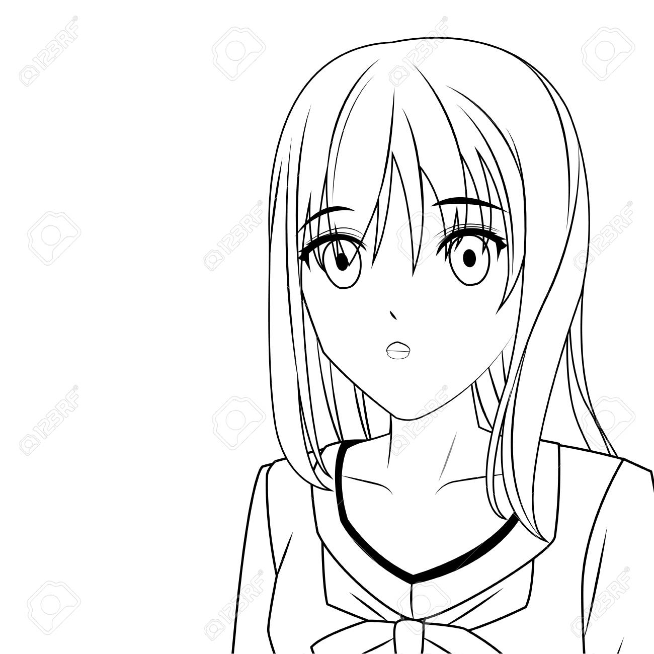 Anime Manga Girl Sorprendido Retrato Blanco Y Negro Ilustración Vectorial  Diseño Gráfico Ilustraciones Svg, Vectoriales, Clip Art Vectorizado Libre  De Derechos. Image 125776146.