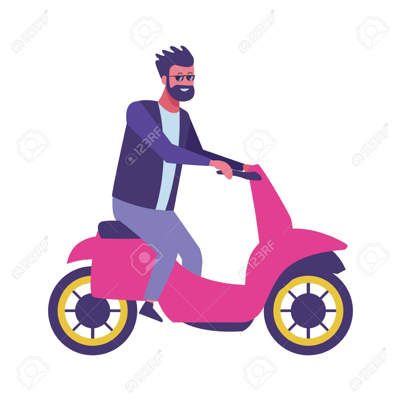 Homem Jovem, Dirigindo, Motocicleta, Desenho Animado, Ilustração Vetorial  Royalty Free SVG, Cliparts, Vetores, e Ilustrações Stock. Image 125051701