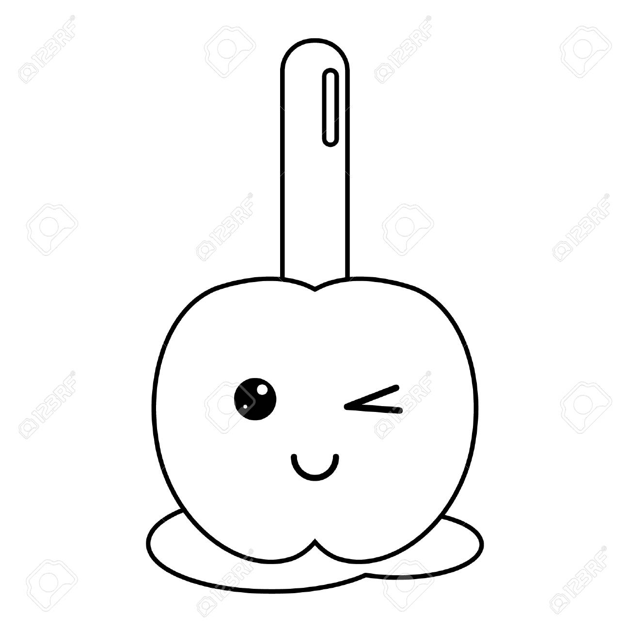 Caramel Apple Stick Candy Cute Cartoon Vector Illustration Graphic Royalty Free Cliparts Vectors And Stock Illustration Image 119022012