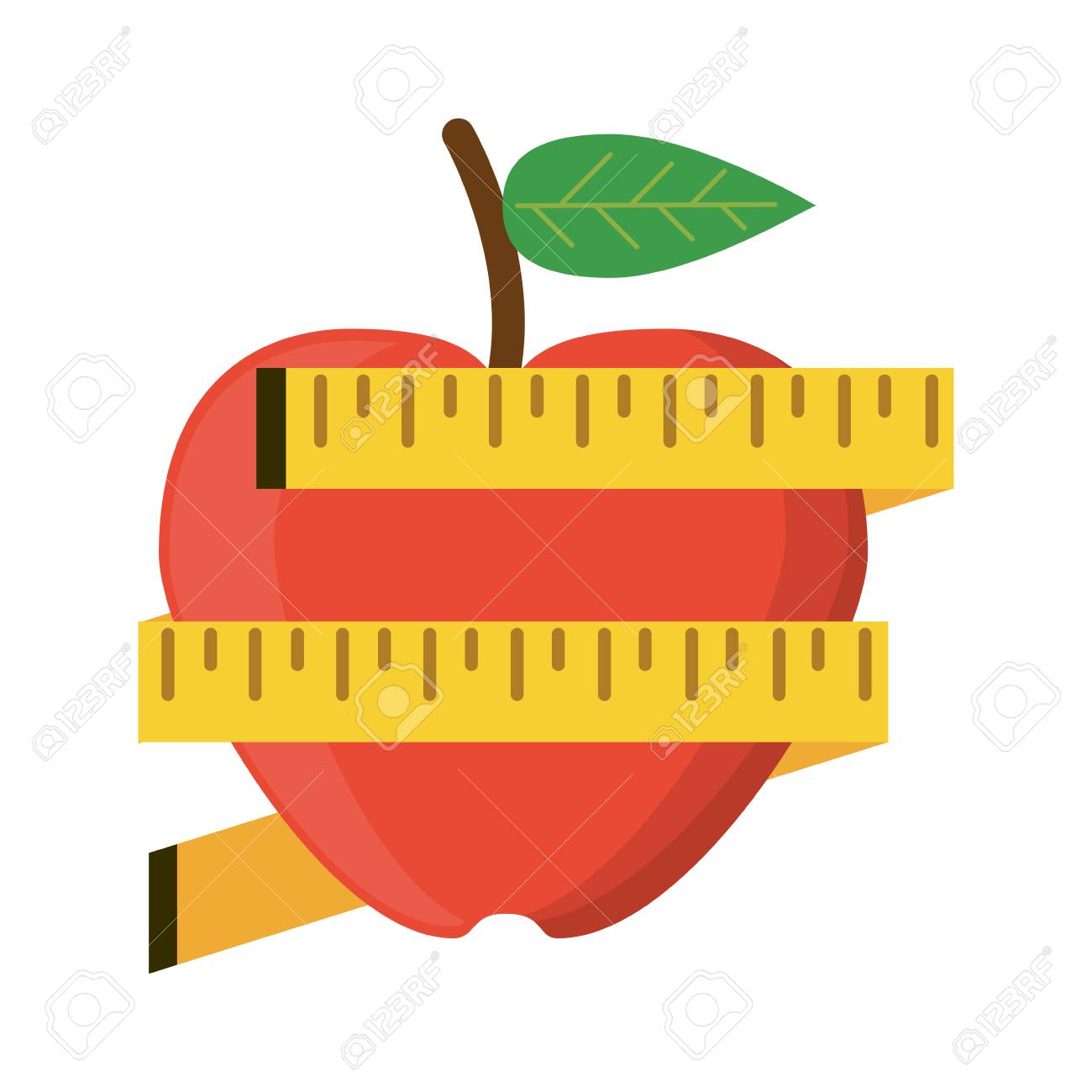 healthy lifestyle and weight loss apple with measurement tapes weight loss graphics