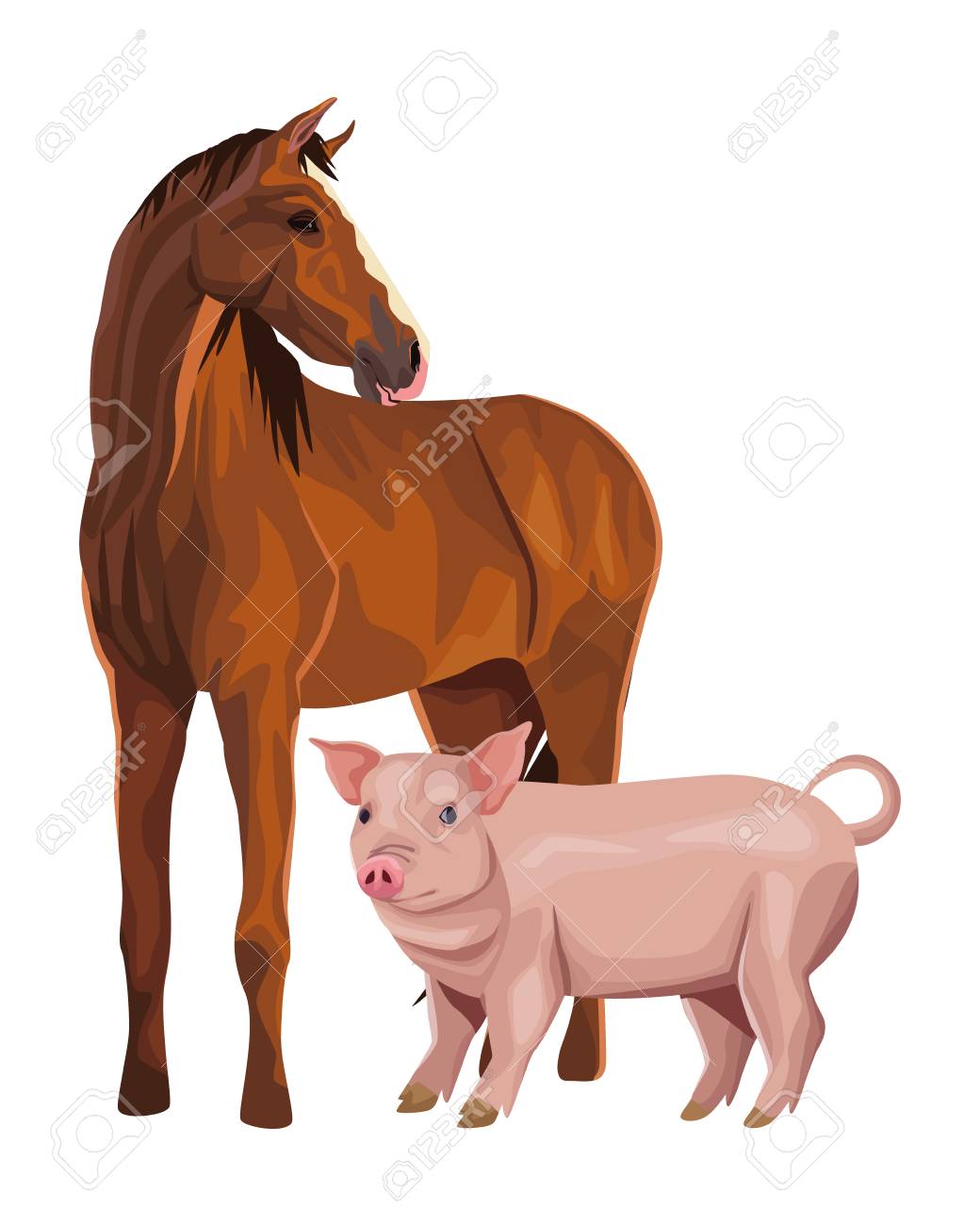 Horse And Pig Icon Cartoon Vector Illustration Graphic Design Royalty Free Cliparts Vectors And Stock Illustration Image 120576557