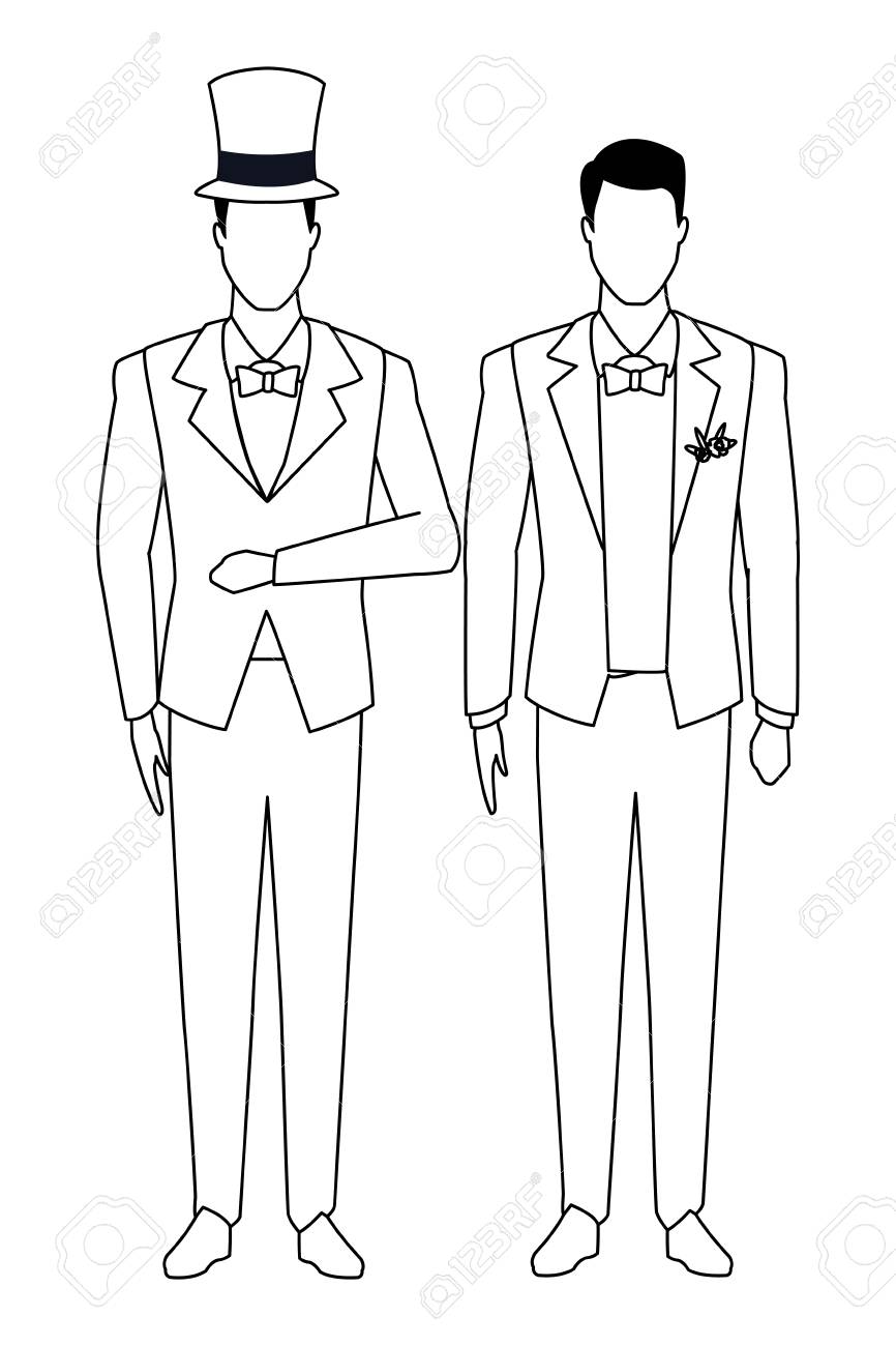 Men Wearing Tuxedo Avatar Cartoon Characters With Bow Tie And Royalty Free Cliparts Vectors And Stock Illustration Image