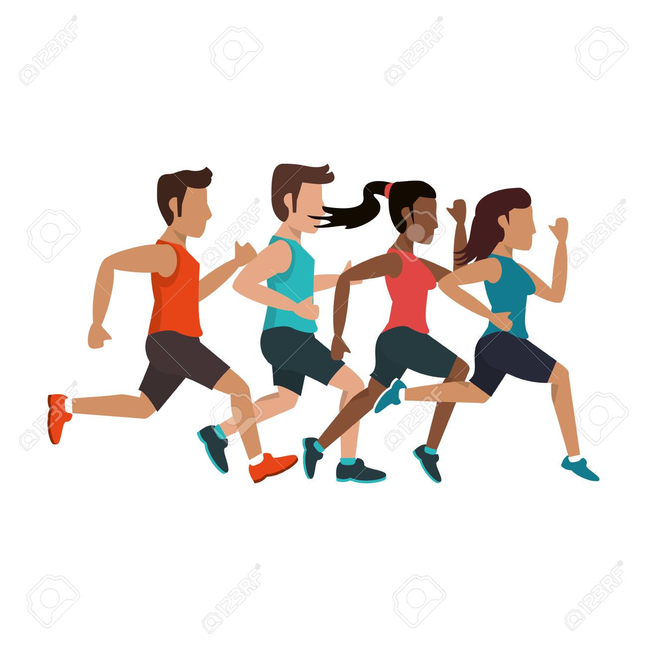 running team cartoon