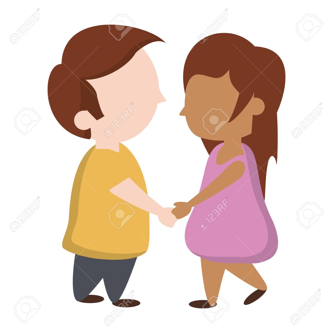 Kids In Love Boy And Girl With Hands Holding Cartoon Vector Illustration Royalty Free Cliparts Vectors And Stock Illustration Image