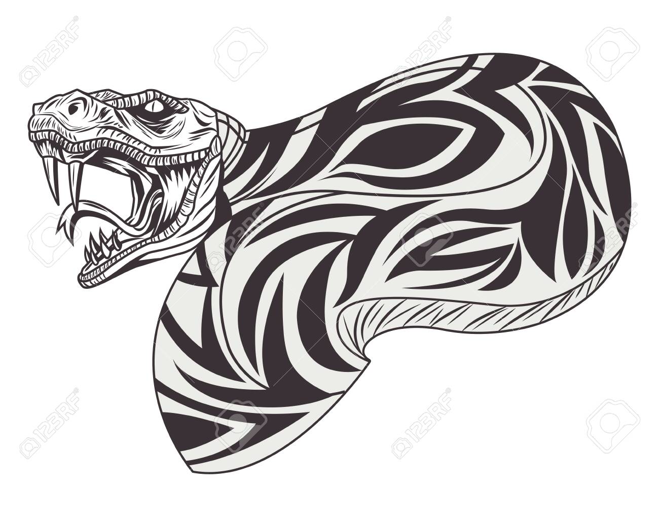 Half Snake With Tribal Pattern Drawn In Black And White Icon Vector  Illustration Graphic Design Royalty Free SVG, Cliparts, Vectors, and Stock  Illustration. Image 129578764., image size:1300x1040