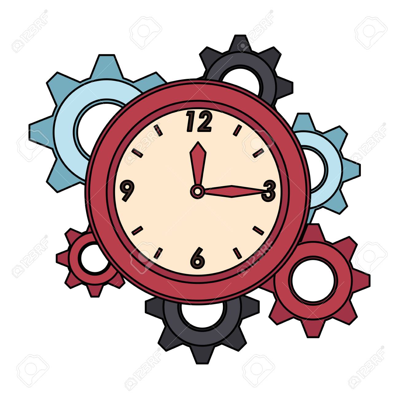 Time Clock Round Watch Alarm With Gears Cartoon Vector Illustration Graphic  Design Royalty Free SVG, Cliparts, Vectors, and Stock Illustration. Image  129587037., image size:1300x1300