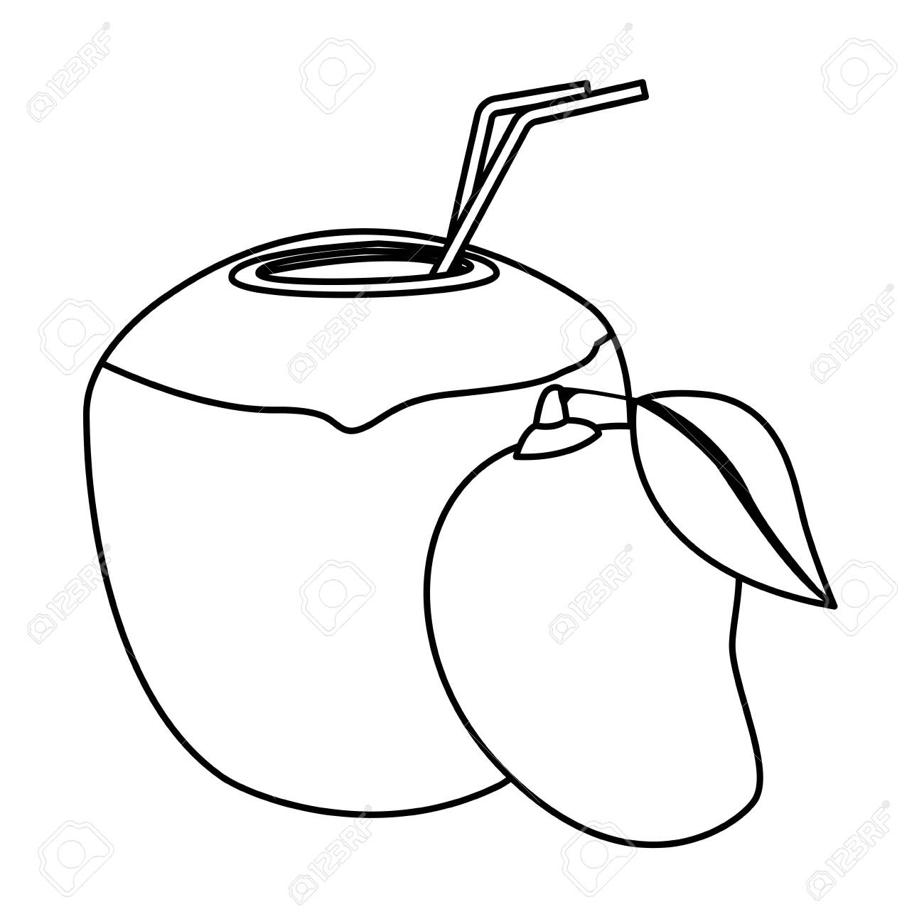 Delicious Mix Of Fruit With Mango And Coconut Beverage Icon