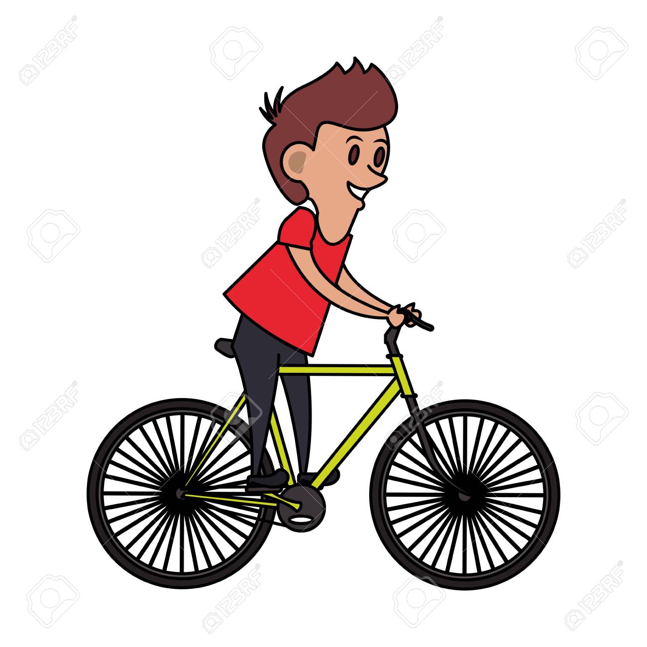 small boy riding bike