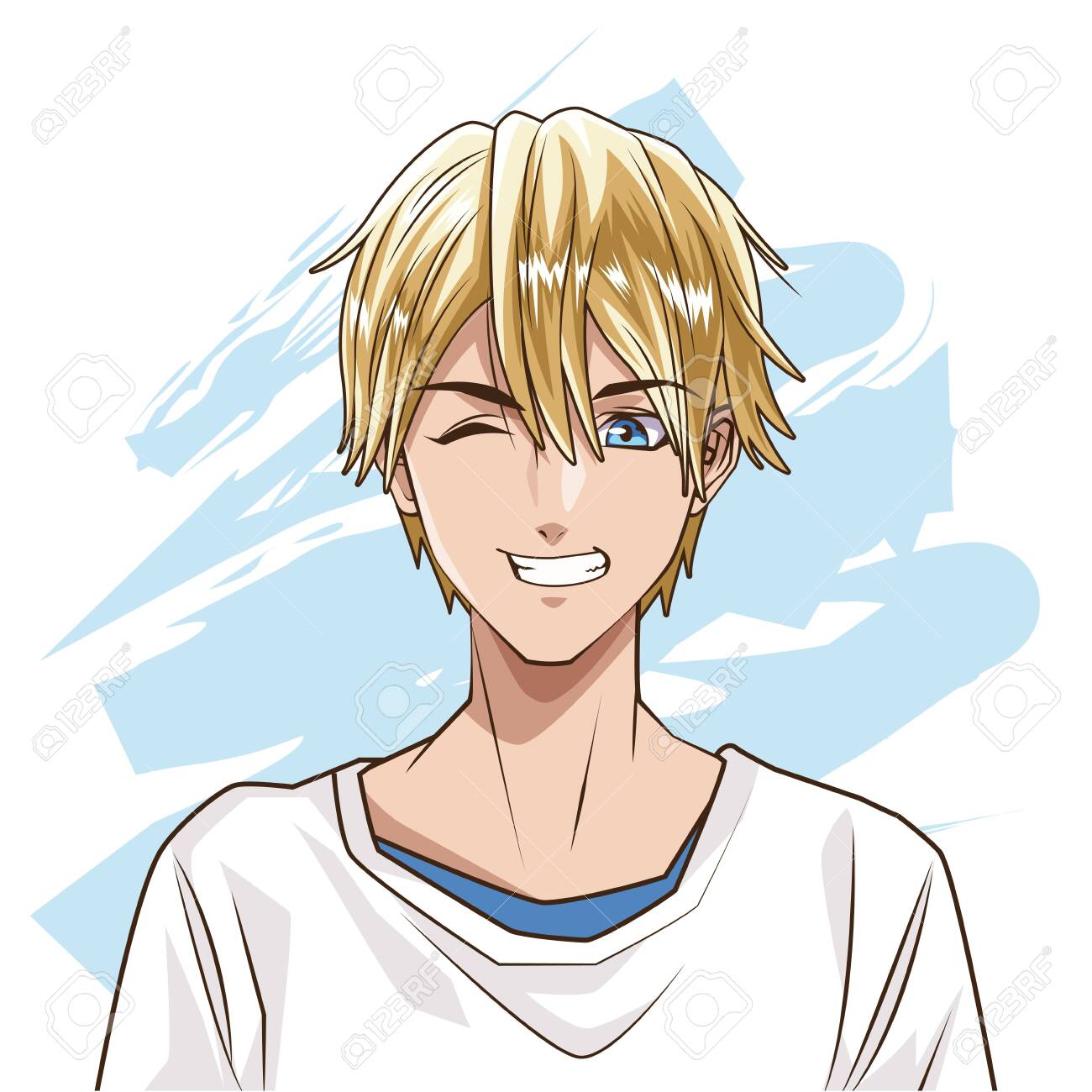 Premium Vector  Young man animestyle character vector illustration design  manga anime boy