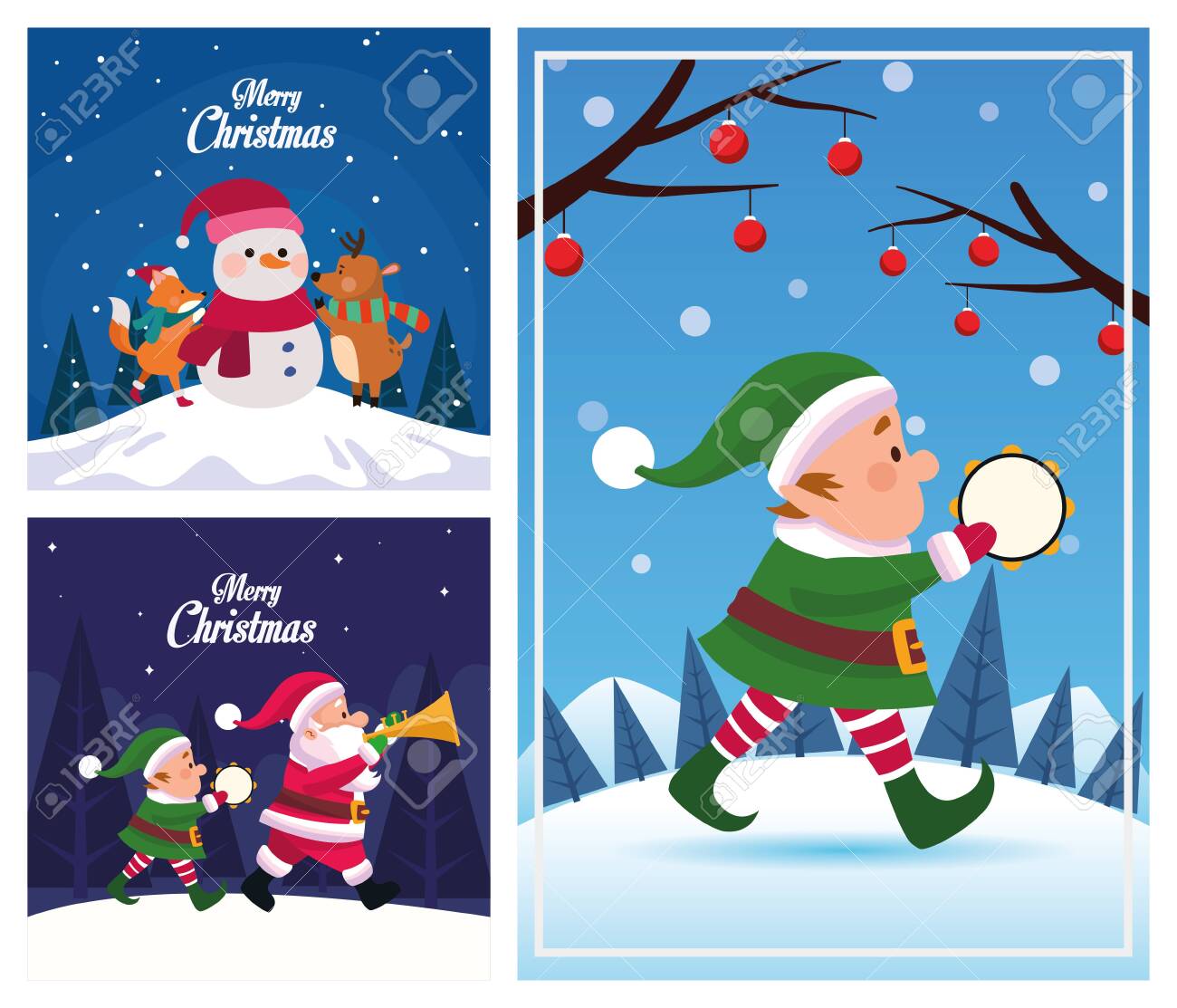 Download Bundle Of Merry Christmas Cards Vector Illustration Design Royalty Free Cliparts Vectors And Stock Illustration Image 136024703