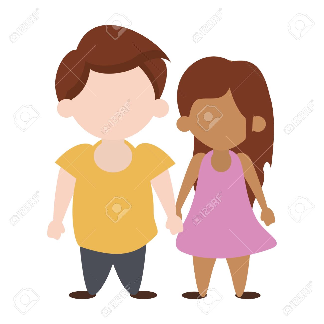 Kids In Love Boy And Girl With Holding Hands Cartoon Vector Illustration Royalty Free Cliparts Vectors And Stock Illustration Image