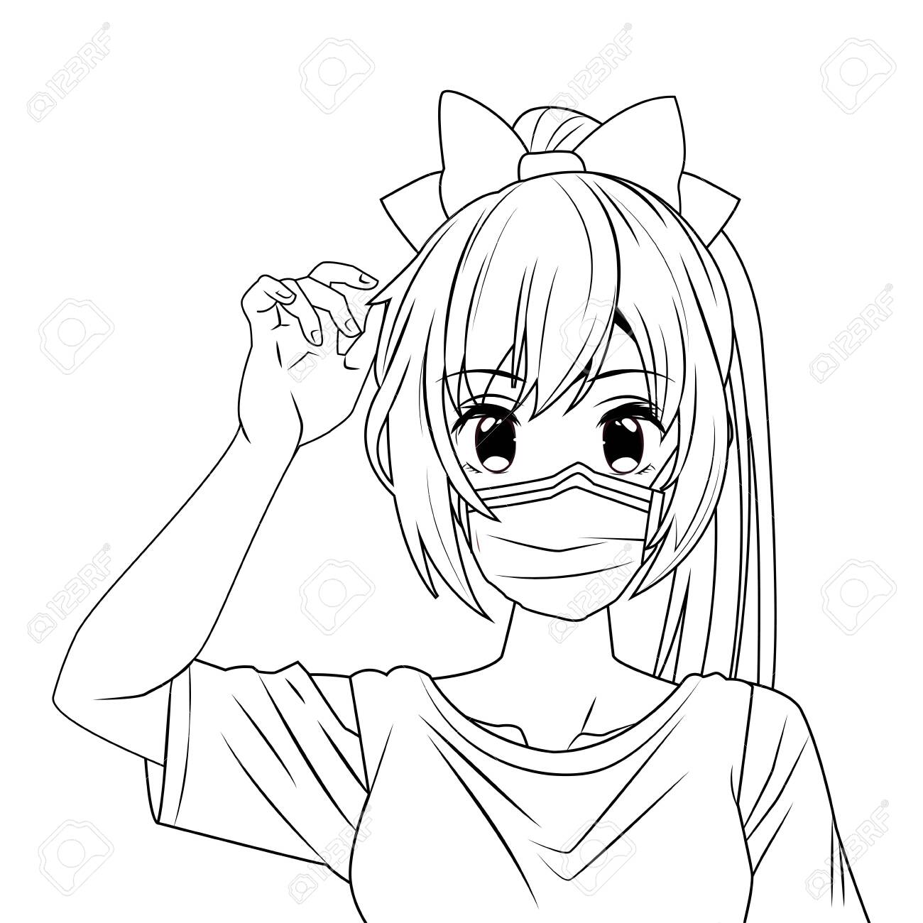 woman using face mask anime character vector illustration design woman using face mask anime character vector illustration design