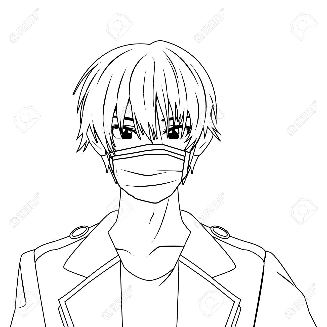 Young Man Using Face Mask Anime Character Vector Illustration Design Royalty Free Cliparts Vectors And Stock Illustration Image 144602290