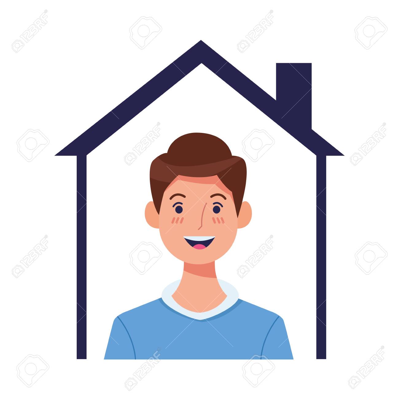 Young Man Inside House Character Vector Illustration Design Royalty Free  SVG, Cliparts, Vectors, and Stock Illustration. Image 145739576., image size:1300x1300
