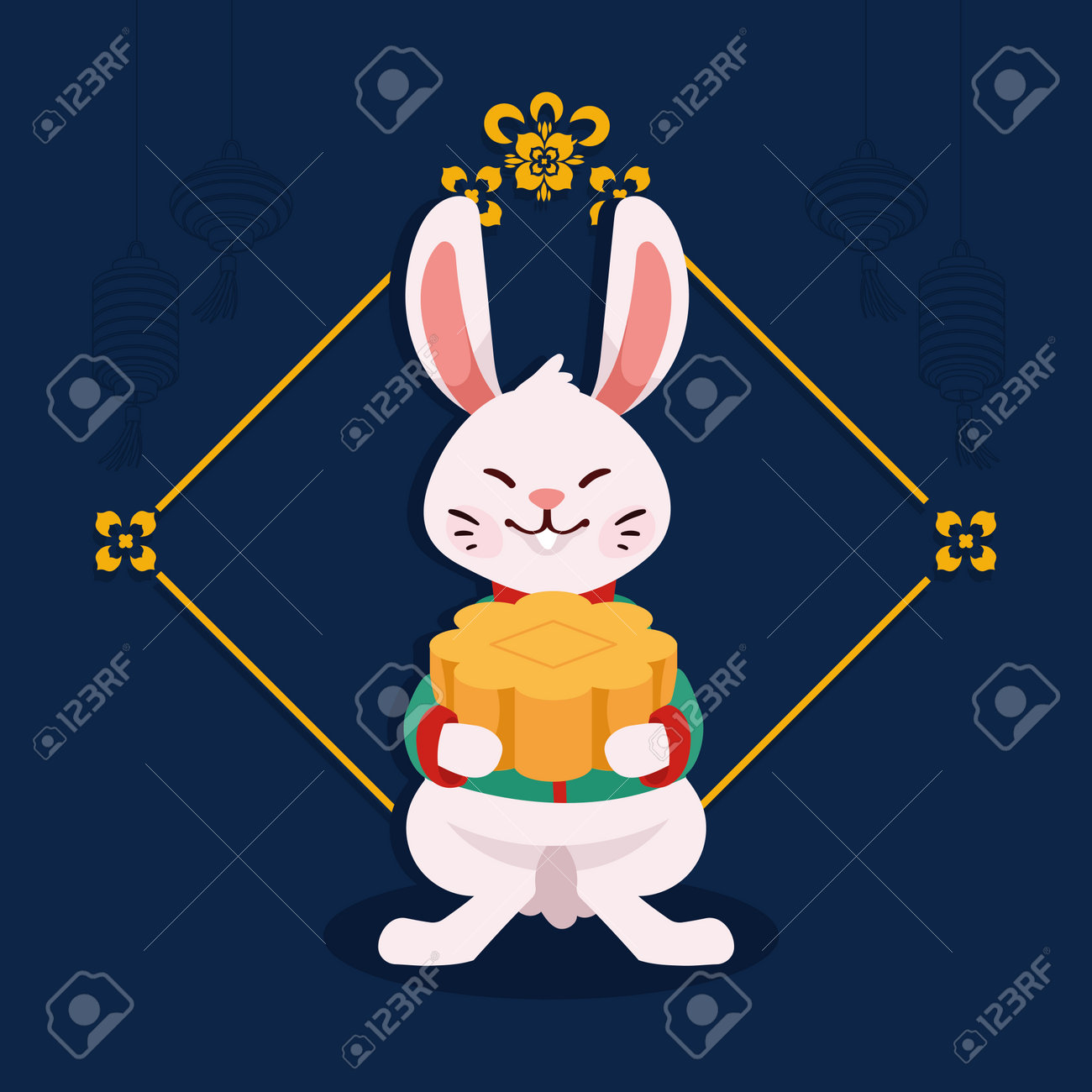 월병을 들고 있는 중국 토끼 로열티 무료 사진, 그림, 이미지 그리고 스톡포토그래피. Image 196985208